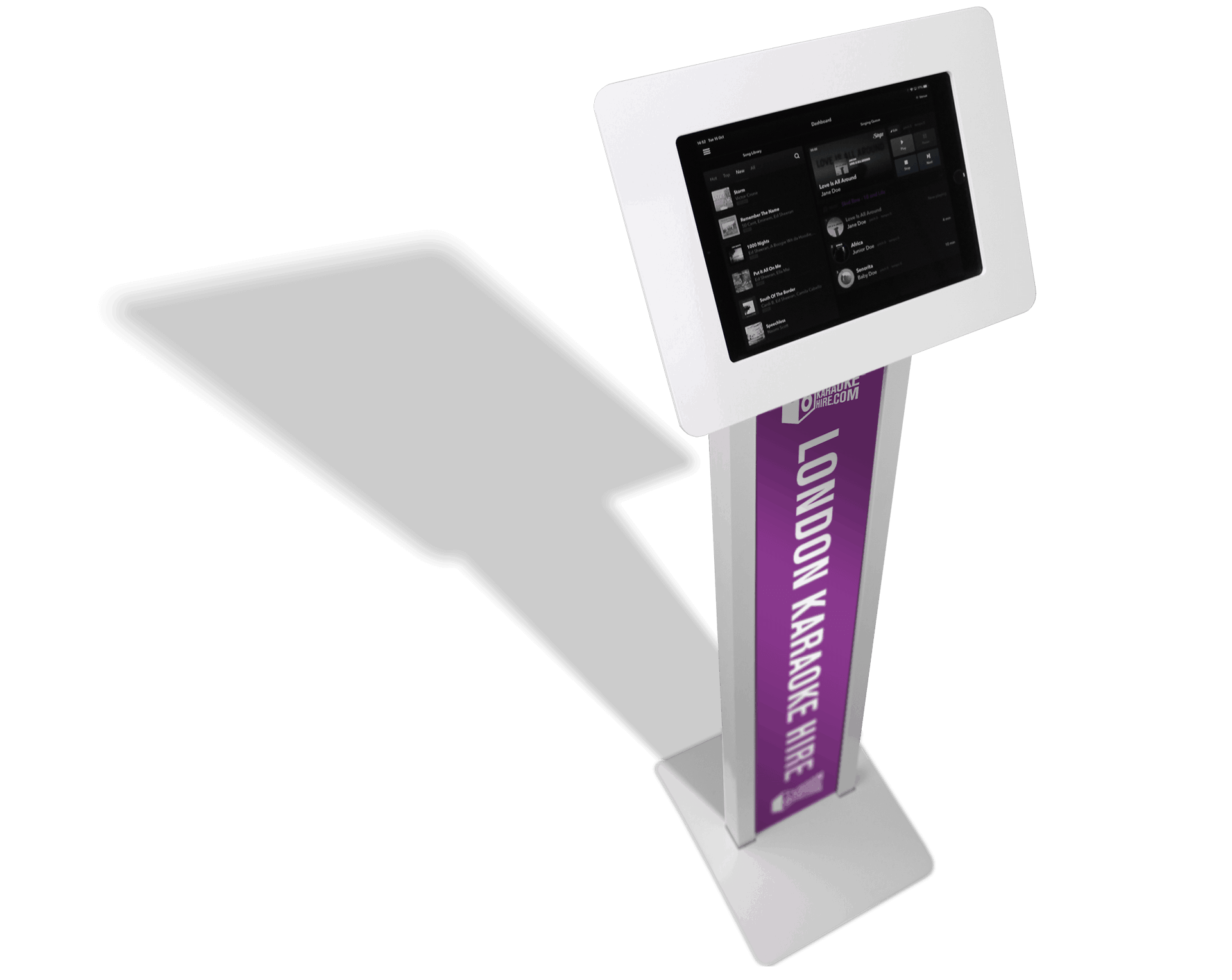 Karaoke machine hire including touch screen kiosks