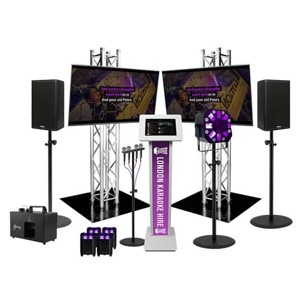 Karaoke package with screens, party lights and karaoke kiosk