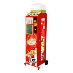 Red portable popcorn vending machine on wheels