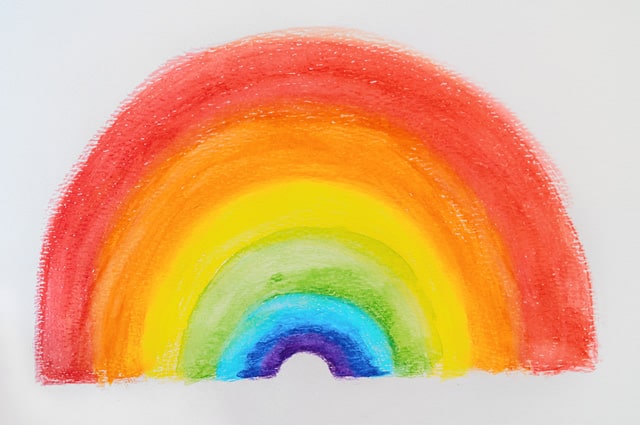Childrens rainbow drawing for NHS care staff during COVID-19