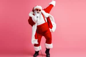 Santa singing Christmas karaoke songs